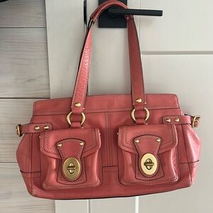 Coral coach shoulder purse